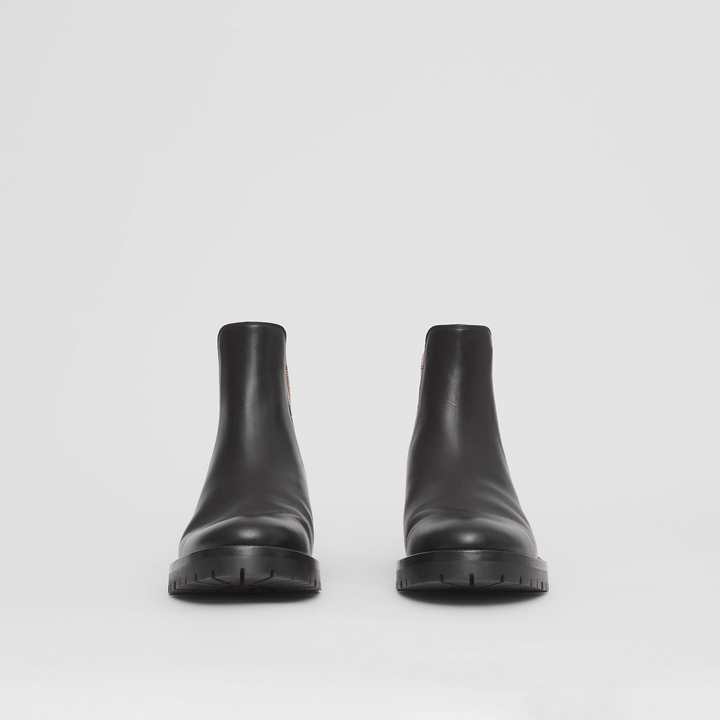 Burberry Vintage Check Detail Leather Chelsea Boot In Black