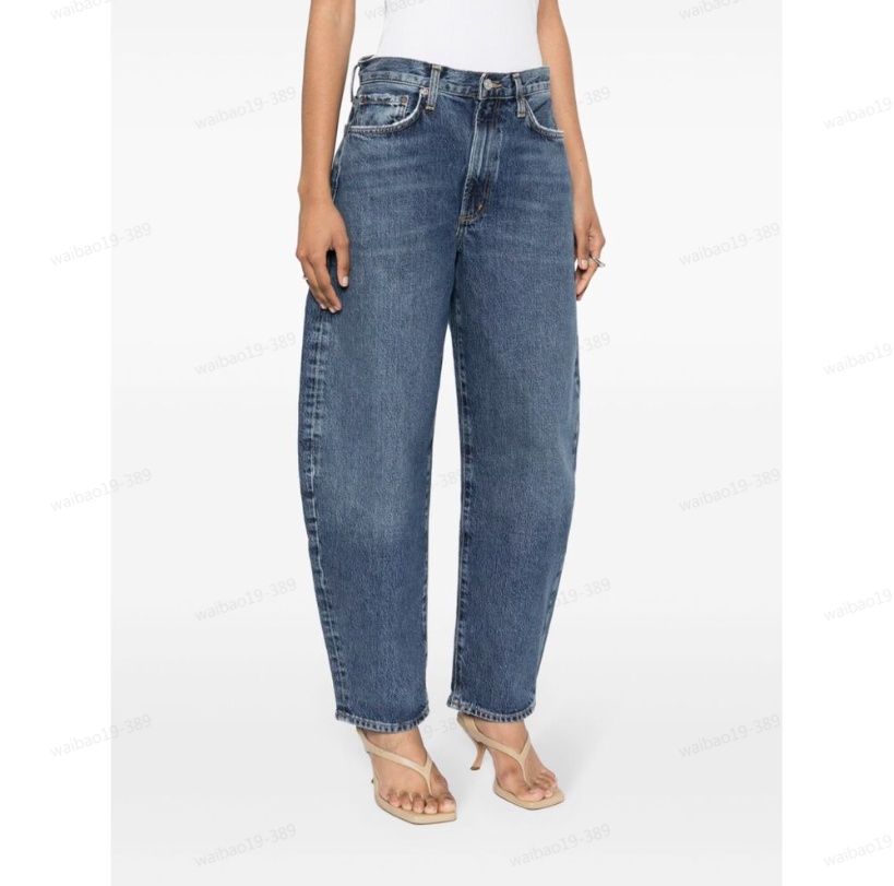 Agolde Luna Pieced Cotton Denim Jeans In Blue