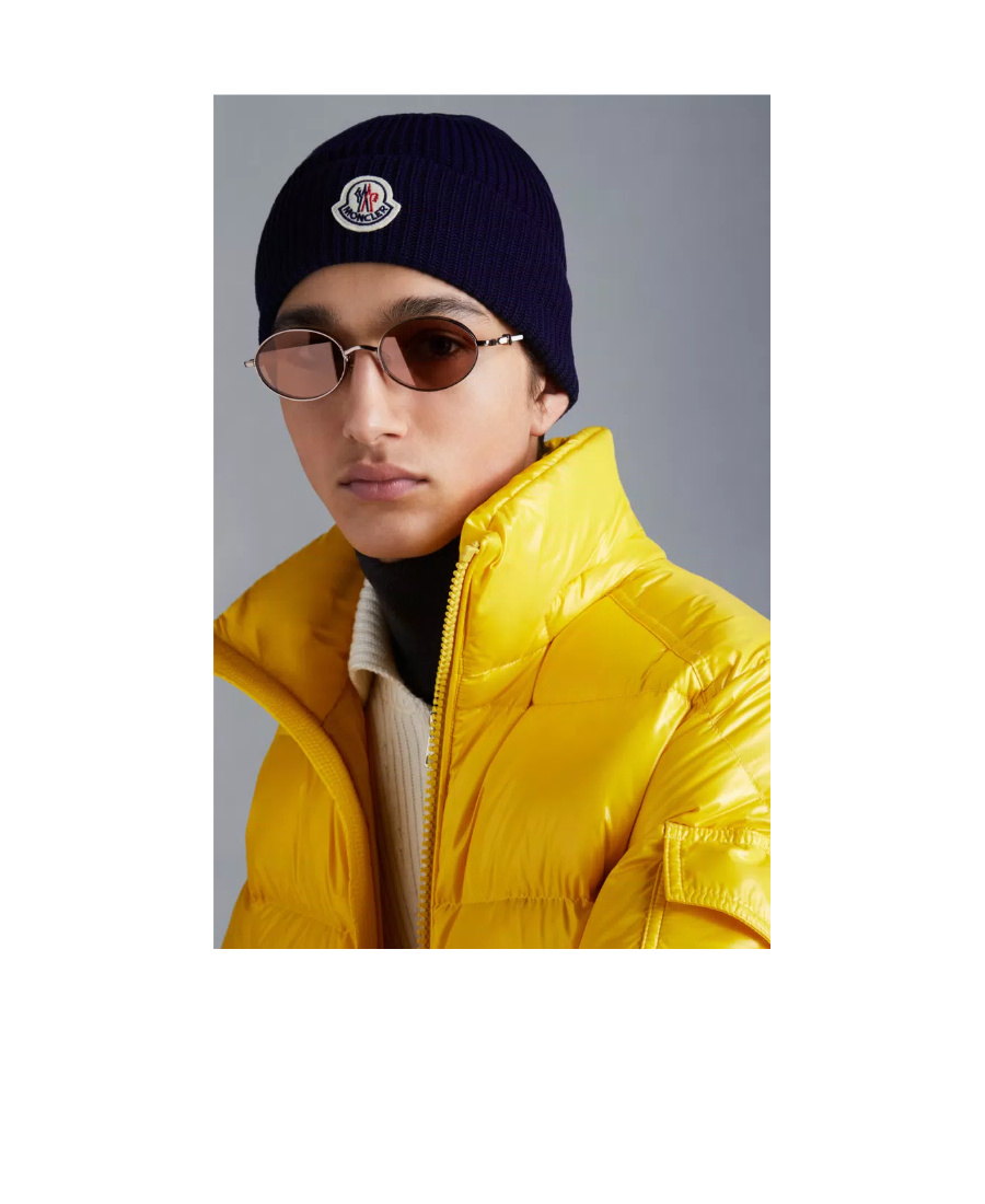 Moncler Logo Woolen Cap In Blue