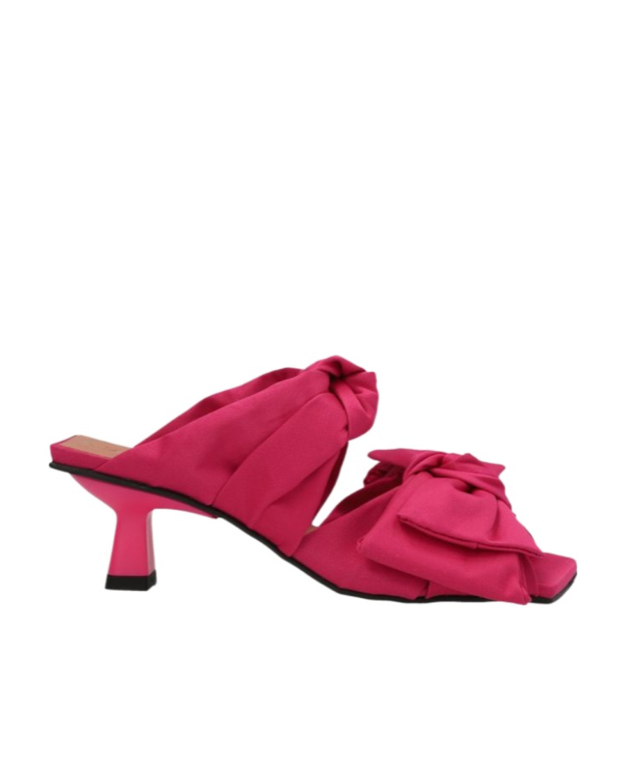 Ganni Bow-detail Mules In Pink