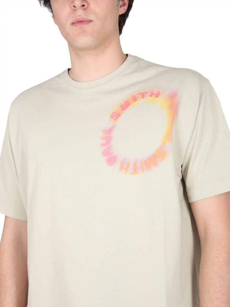 Shop Paul Smith Logo Printed Crewneck T-shirt In White