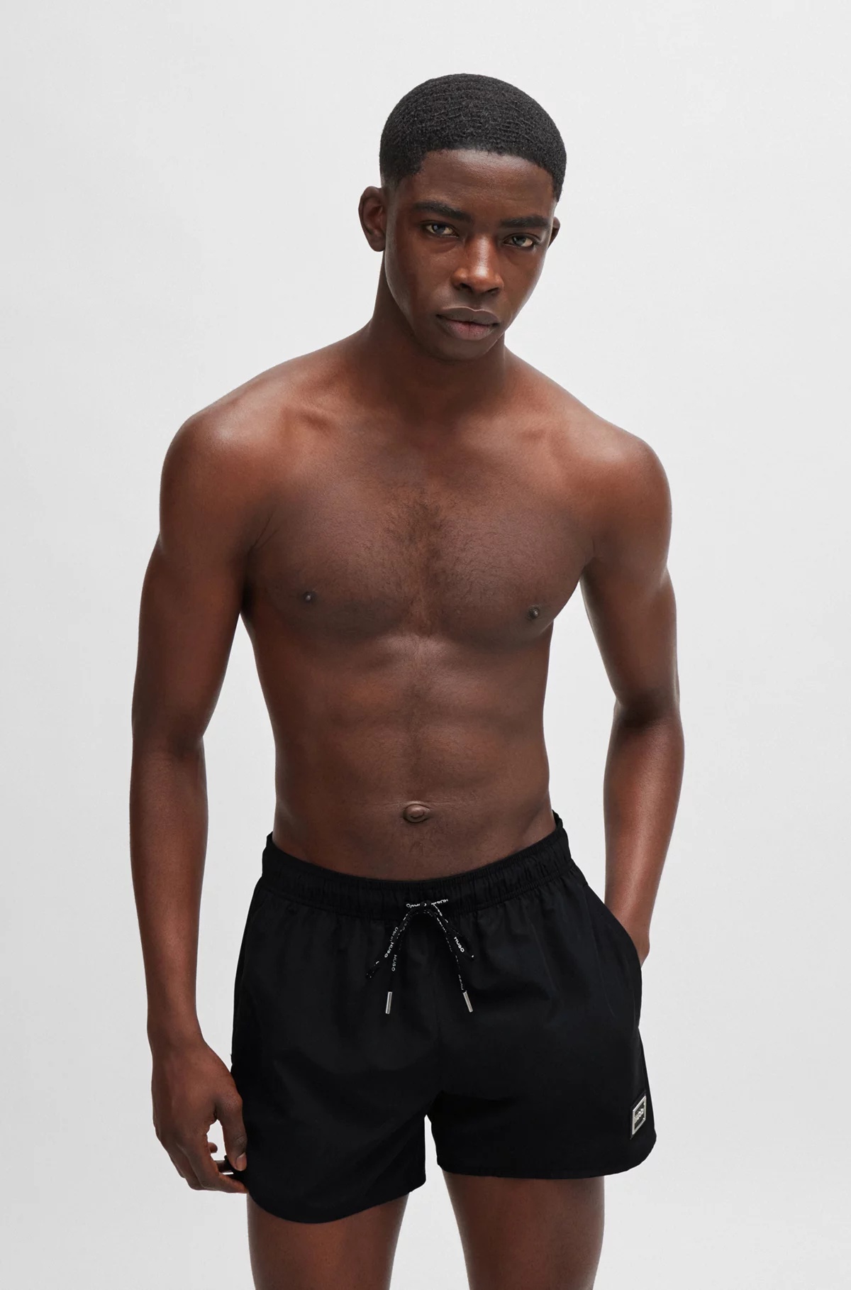 Hugo Boss Logo Beach Shorts In Black