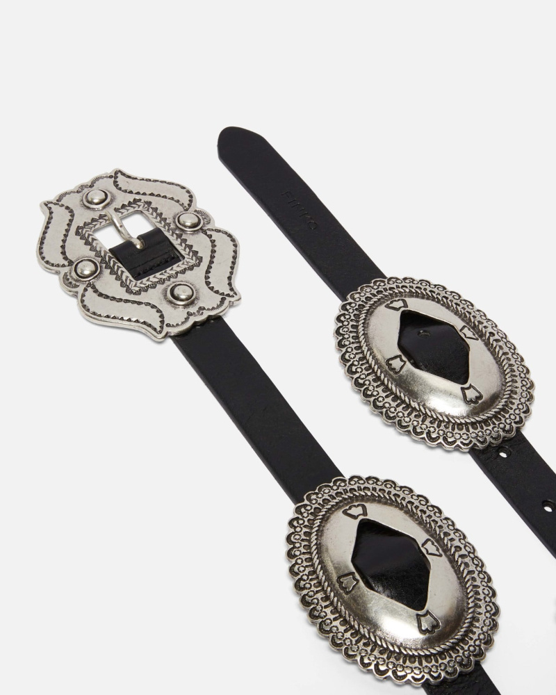 Pinko Belt With Large Buckle, 2cm In Gray