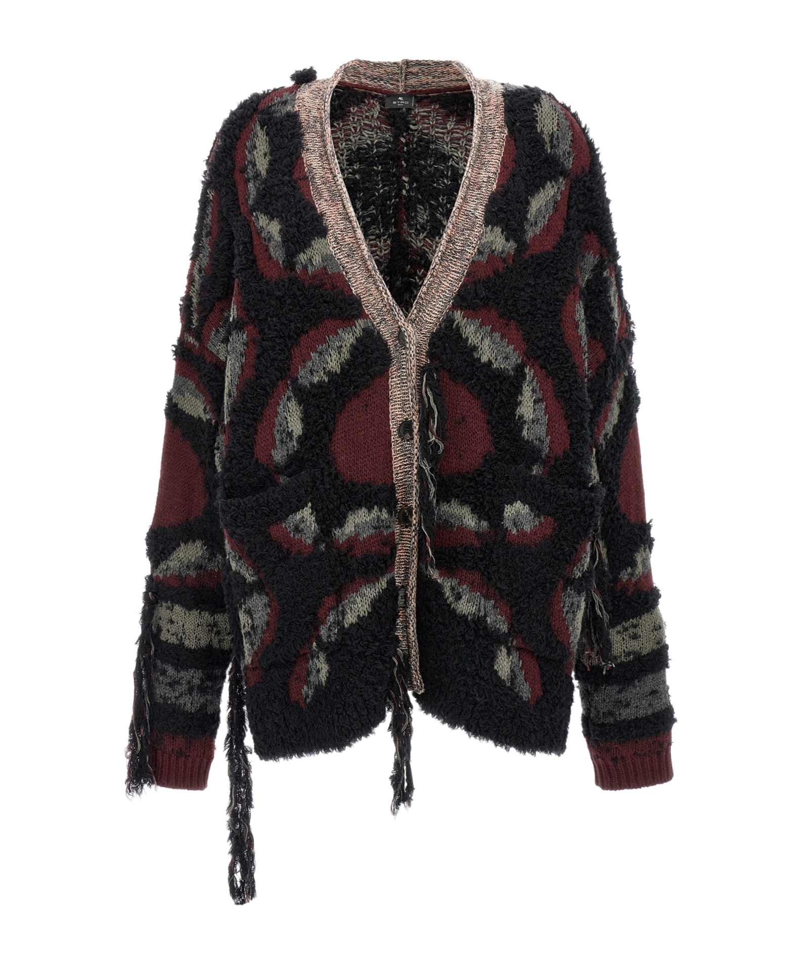 Shop Etro Long-sleeved Knitted Cardigan In Black