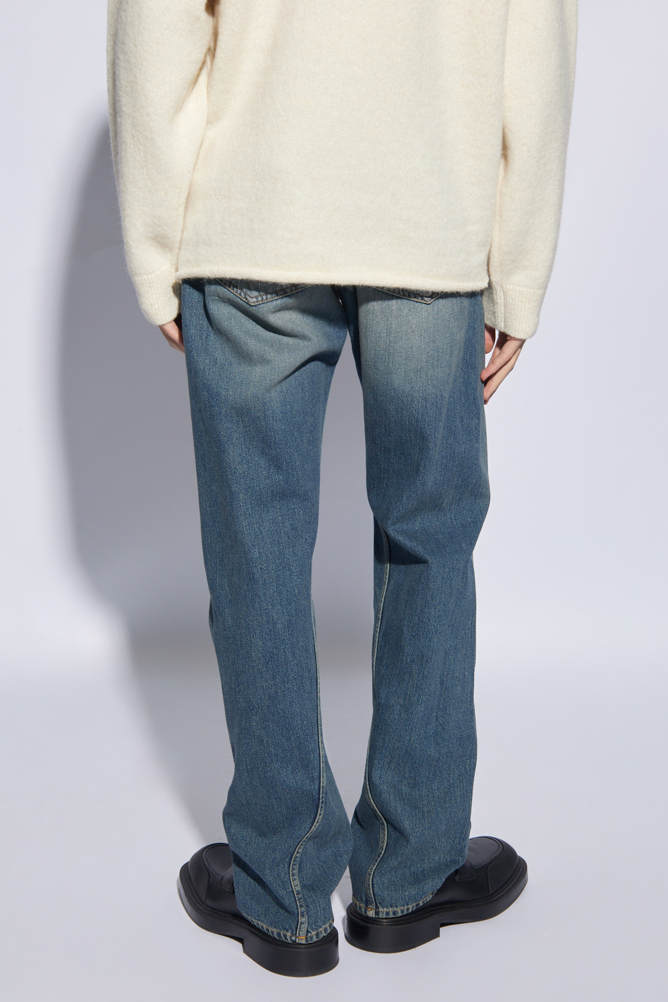 Lanvin Straight-leg Twist-detailed Cotton Jeans In Blue