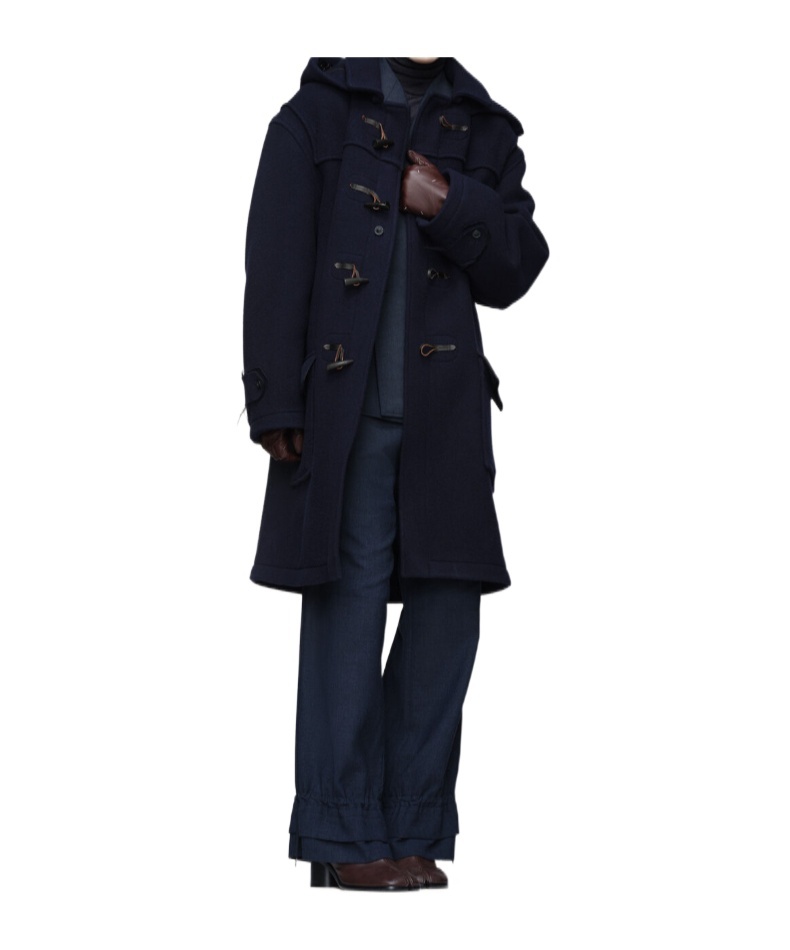 Maison Margiela Long Hooded Coat Featuring Button Front In Black