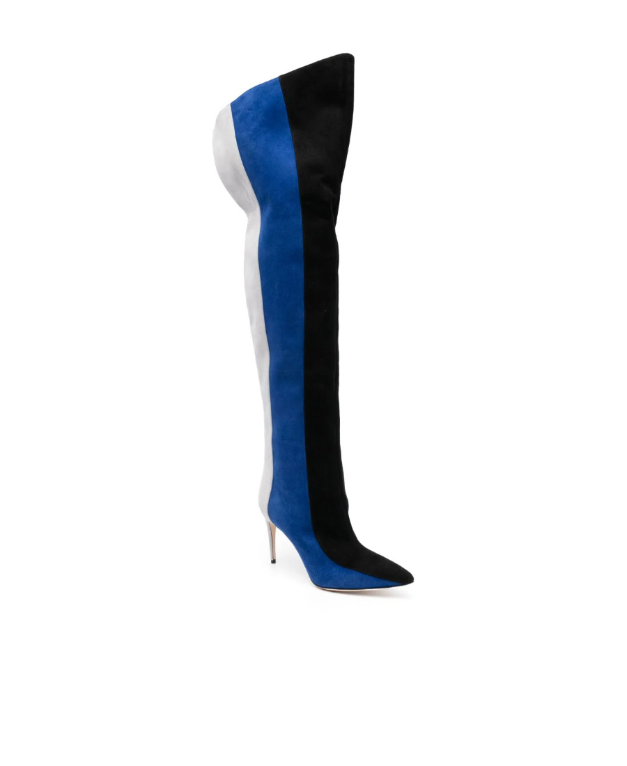 Manolo Blahnik Multicolor Suede Chicuyuhi Boots In Blue