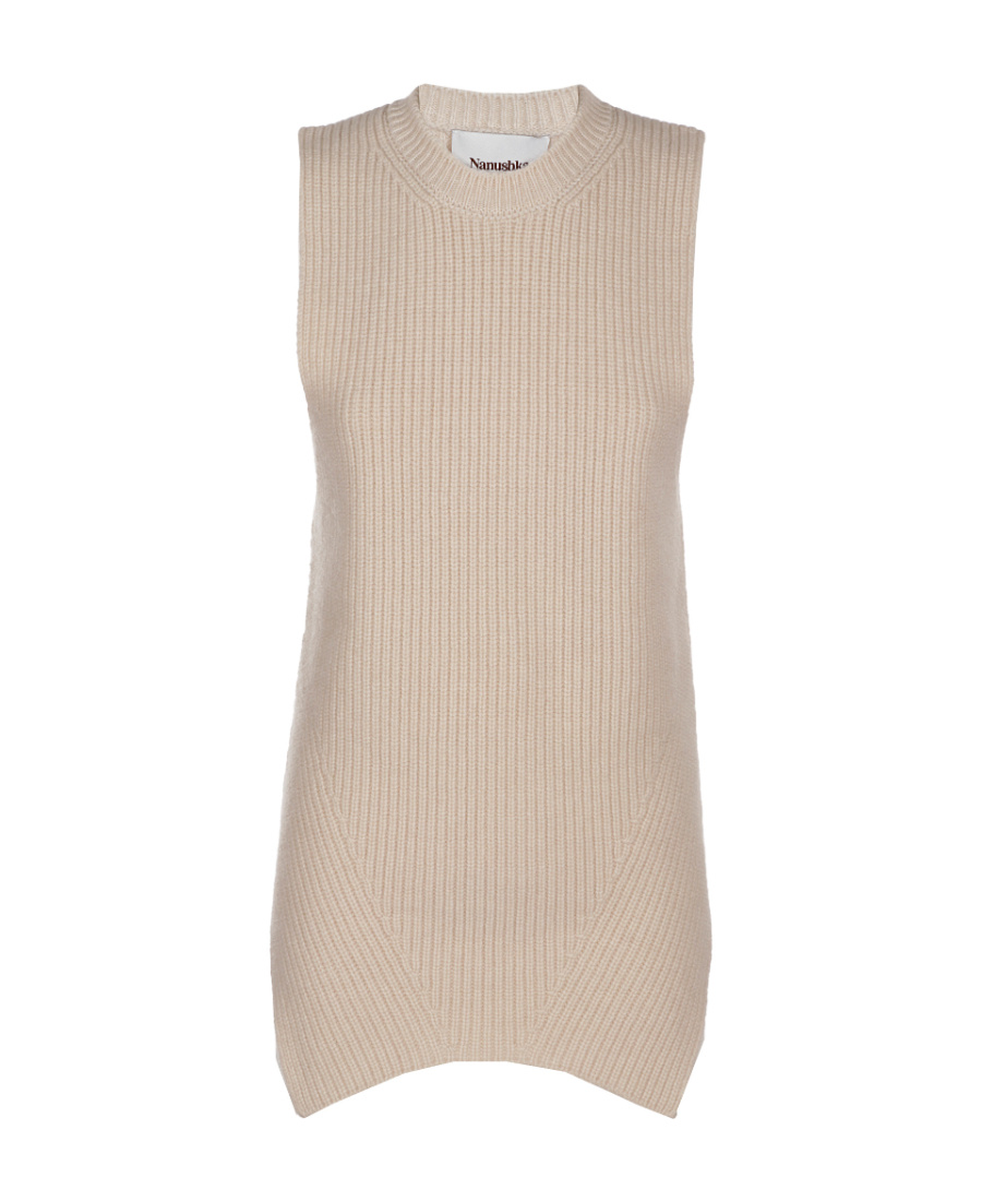 Nanushka Oversized Ribbed-knit Vest In Nude