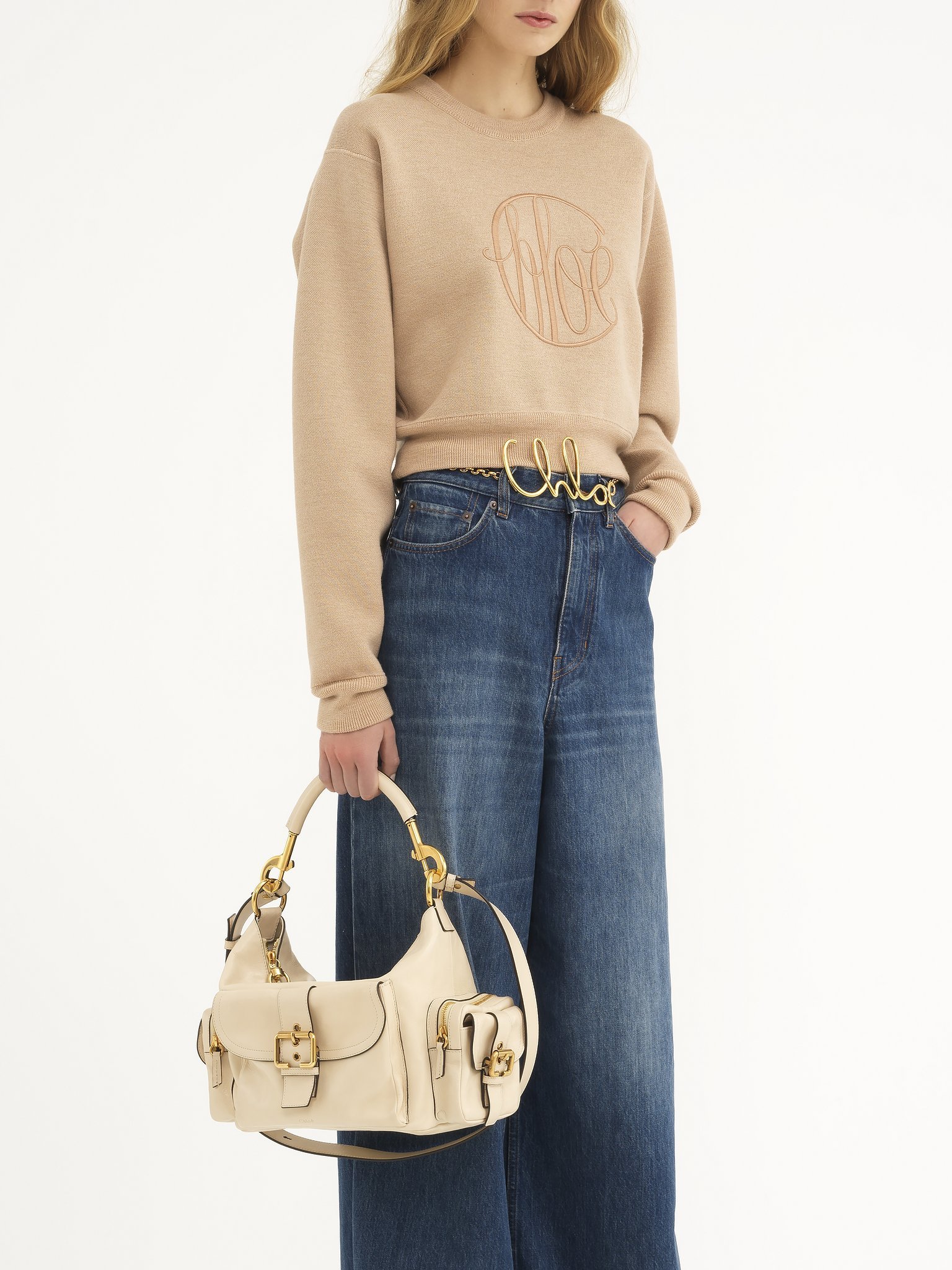 Chloé Leather Camera Shoulder Bag In Nude