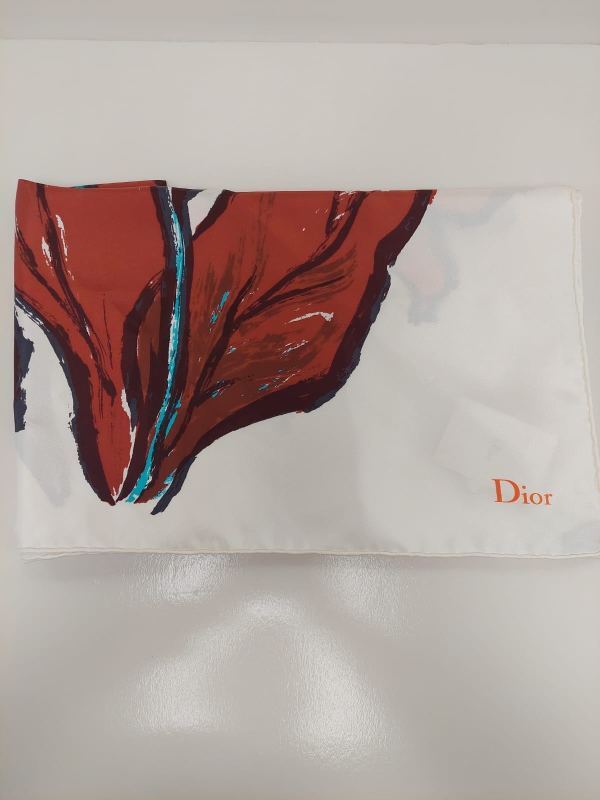 Dior Pattern Silk Scarf In Red