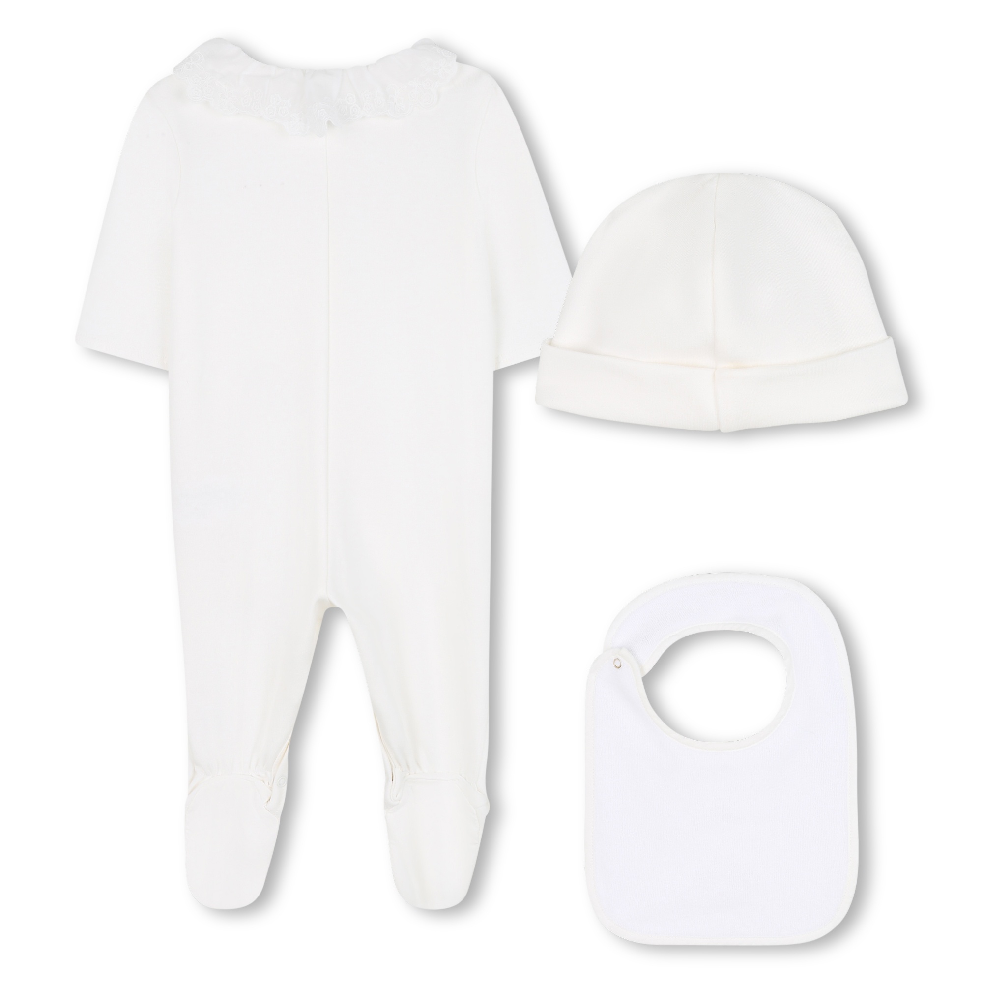 Chloé Long-sleeved Three-piece Bodysuit In White
