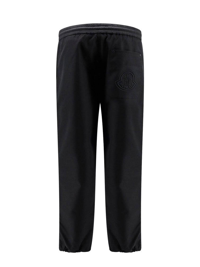 Moncler Embroidered-logo Trousers In Black