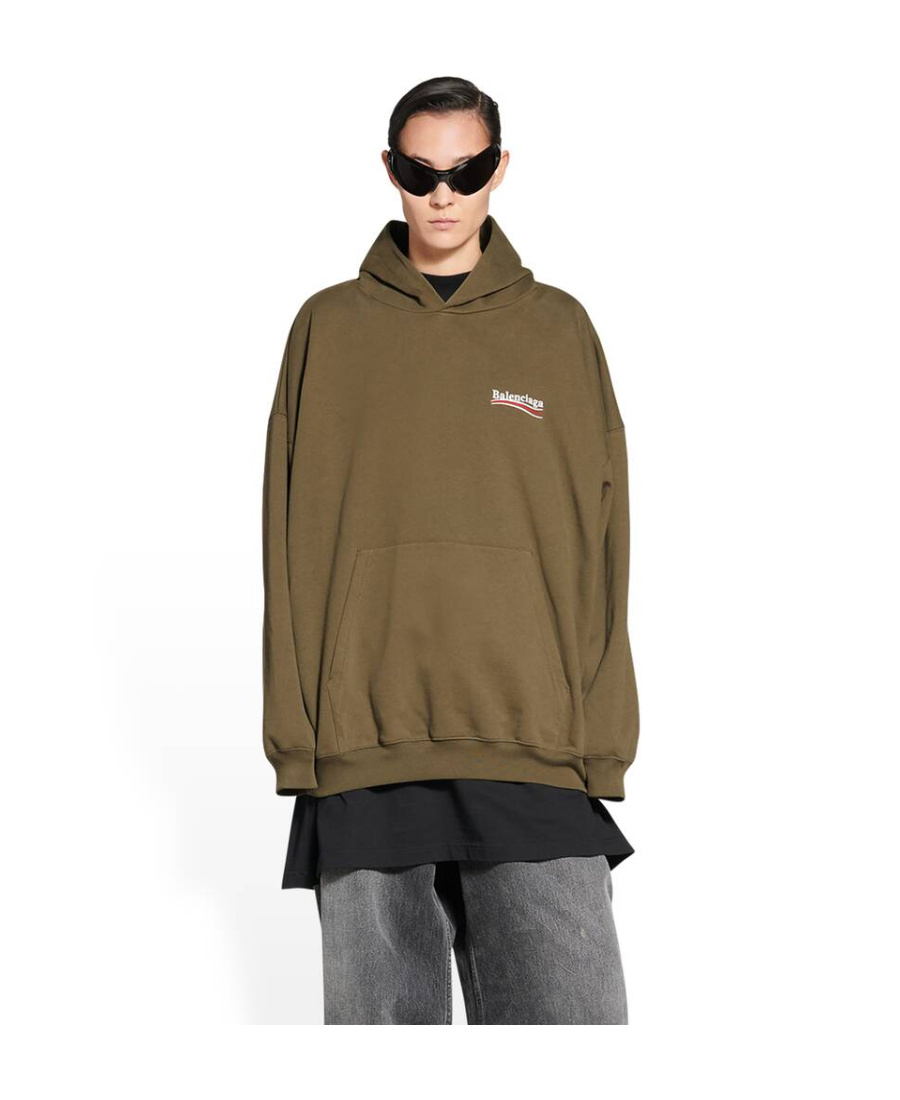 Balenciaga Logo-print Large Fit Hoodie In Green