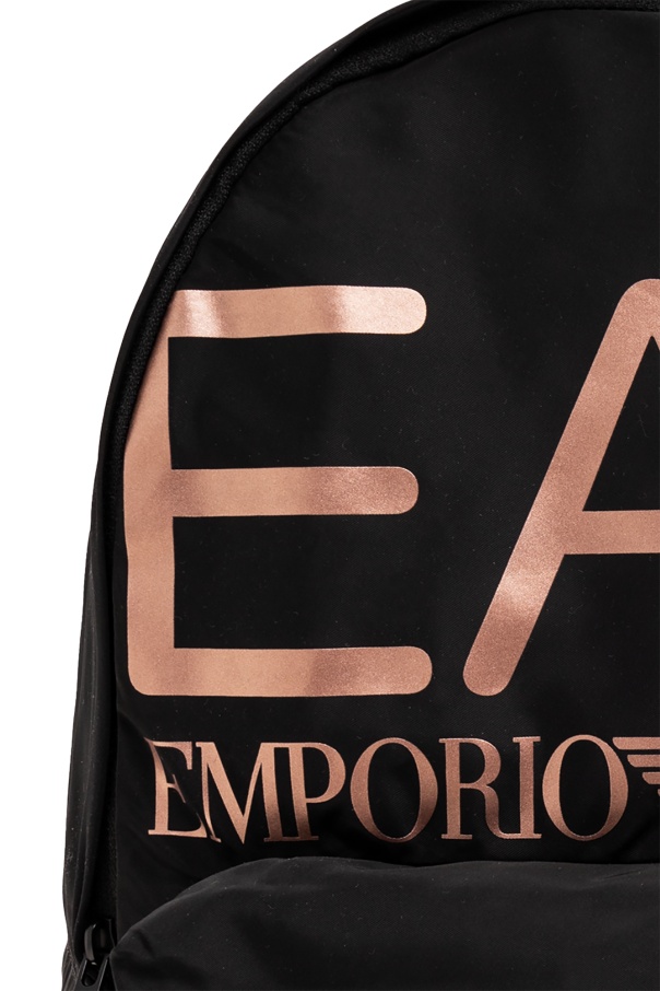 Ea7 Logo Print Backpack In Black