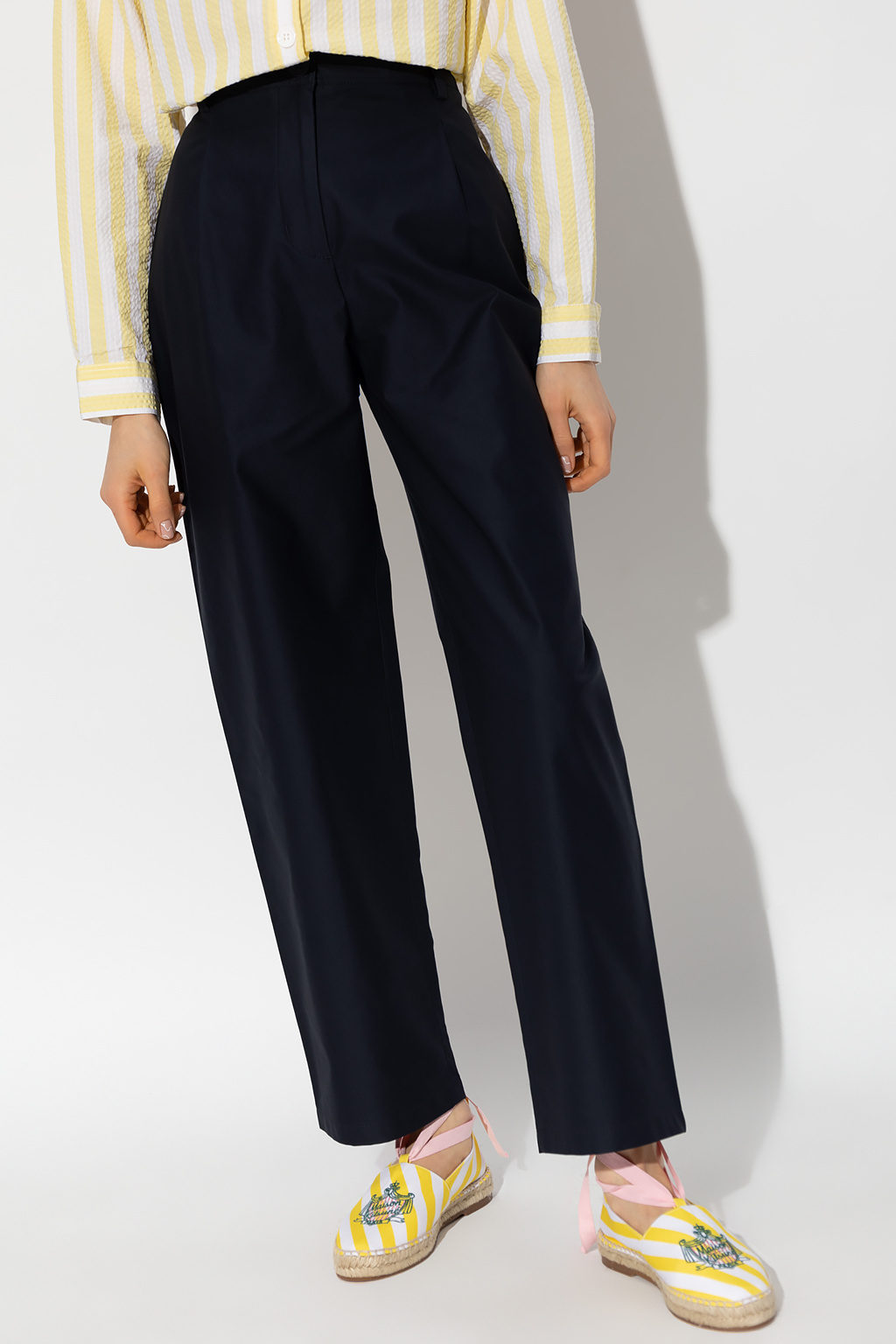MAISON KITSUNÉ COTTON PLEATED TROUSERS