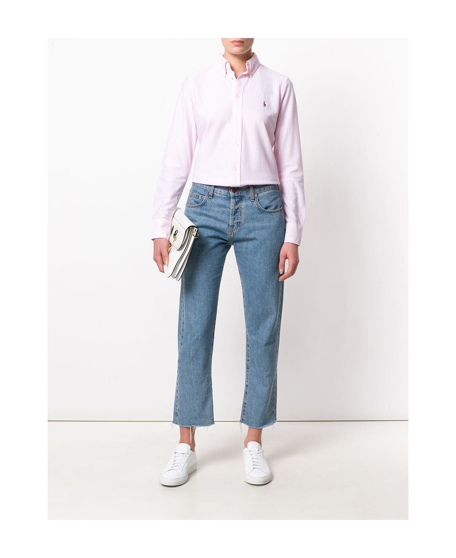 Shop Polo Ralph Lauren Logo-embroidered Oxford Shirt In Pink