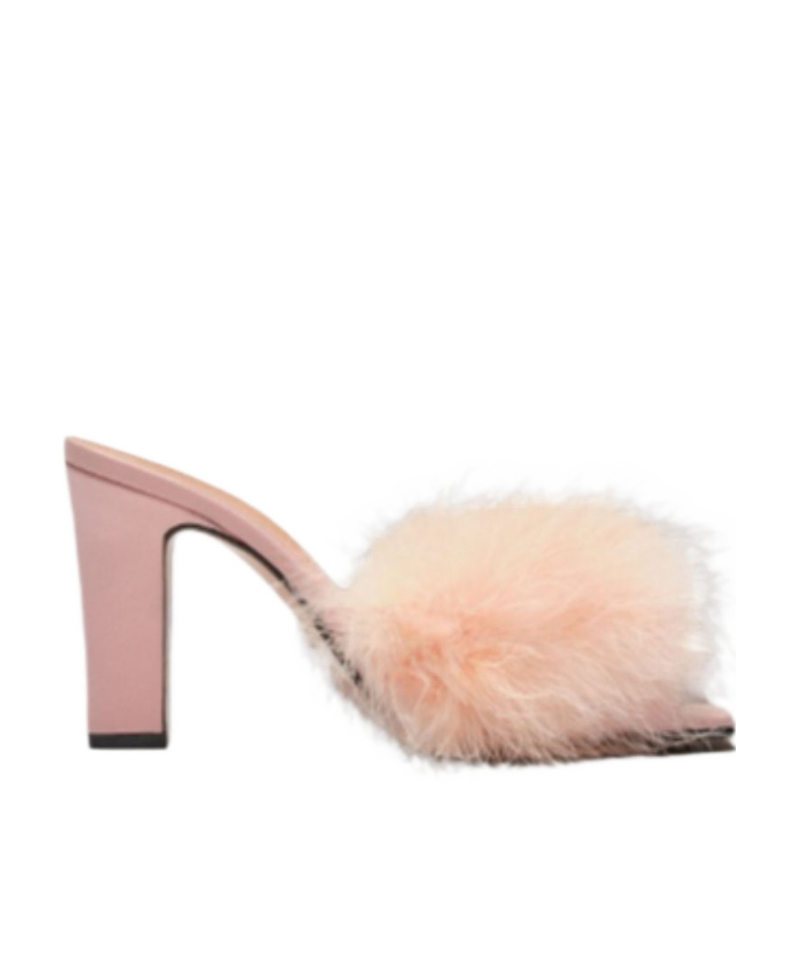 Maison Margiela 90mm Feather-embellished Mules In Nude