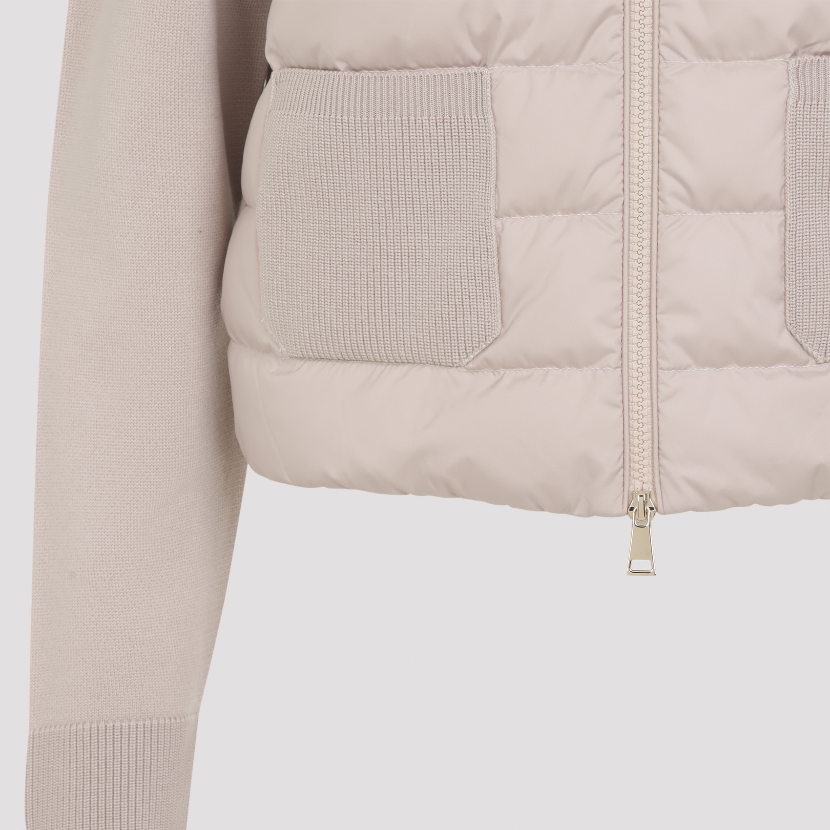 Moncler Quilted Cardigan Featuring Patch Pockets In Neutral
