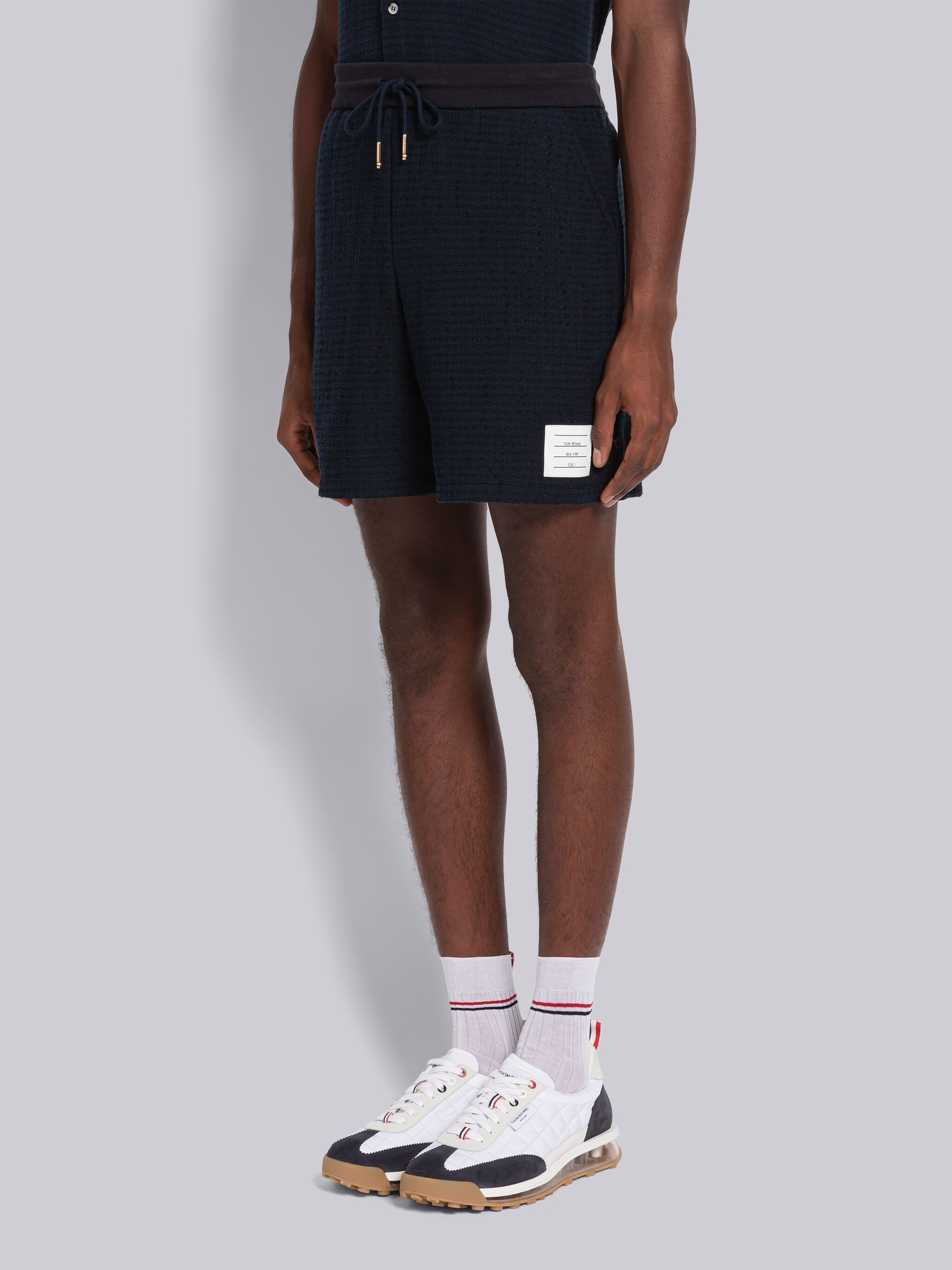 Thom Browne University Stripe-print Track Shorts In Black