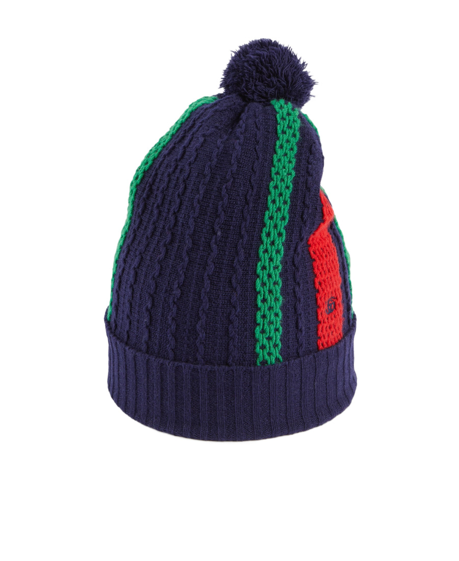 Gucci Pom-pom Wool Beanie Hat In Blue