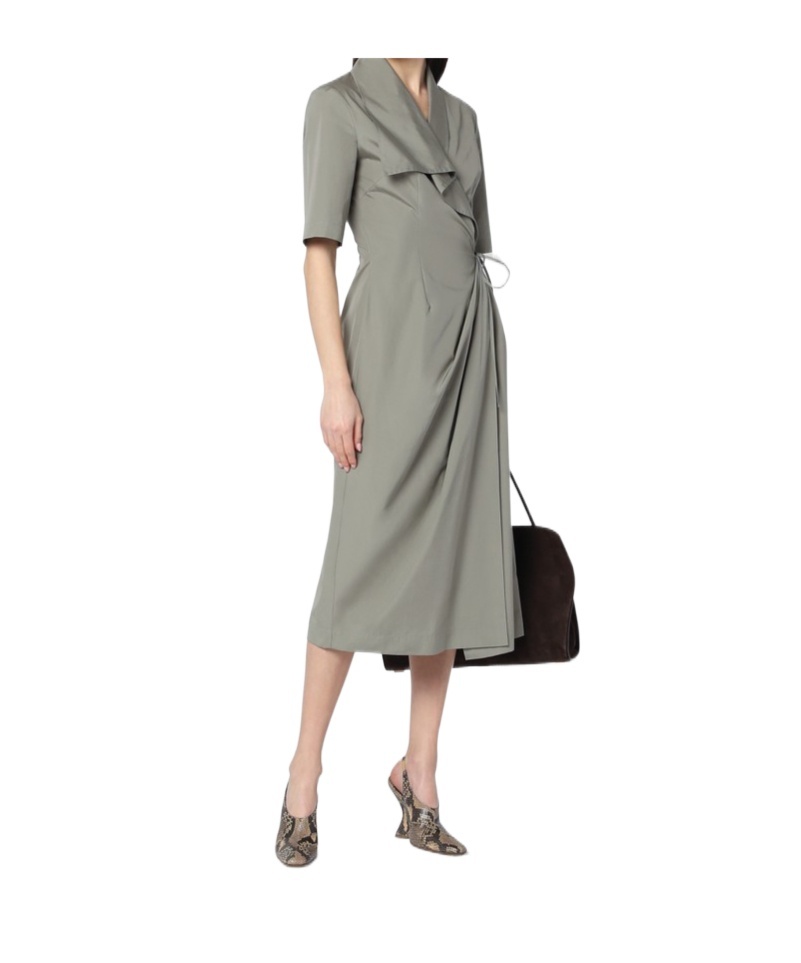 Shop Dries Van Noten Draped Midi Dress