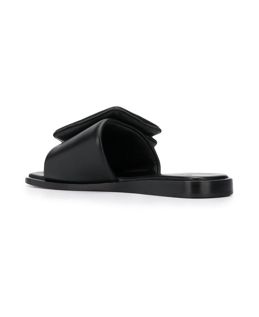 Boyy Black Leather Puffy Slippers In Black