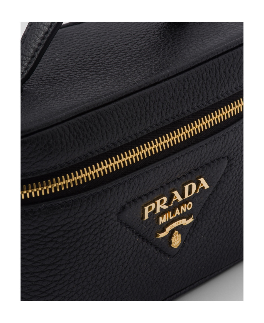 Prada Logo-plaque Leather Tote Bag In Black
