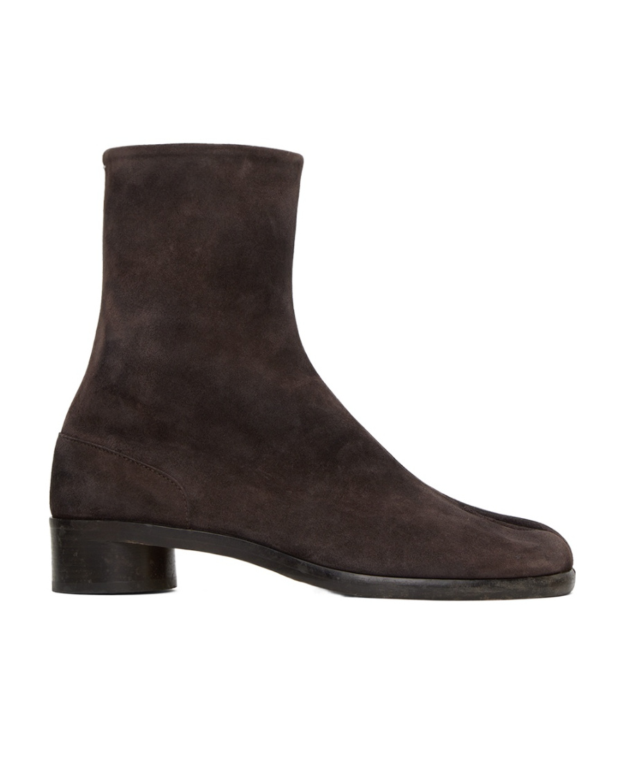 Maison Margiela Man Ankle Boots Dark Brown Size 9 Leather In Black