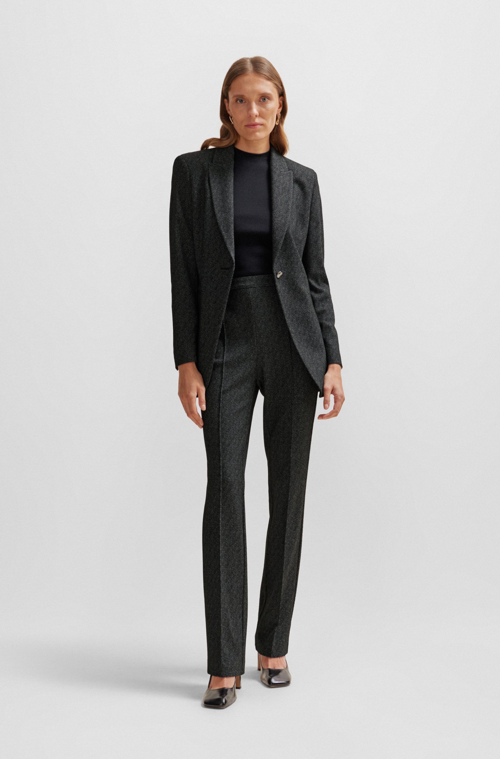 Hugo Boss Elastic Plain Knitted Casual Trousers In Black