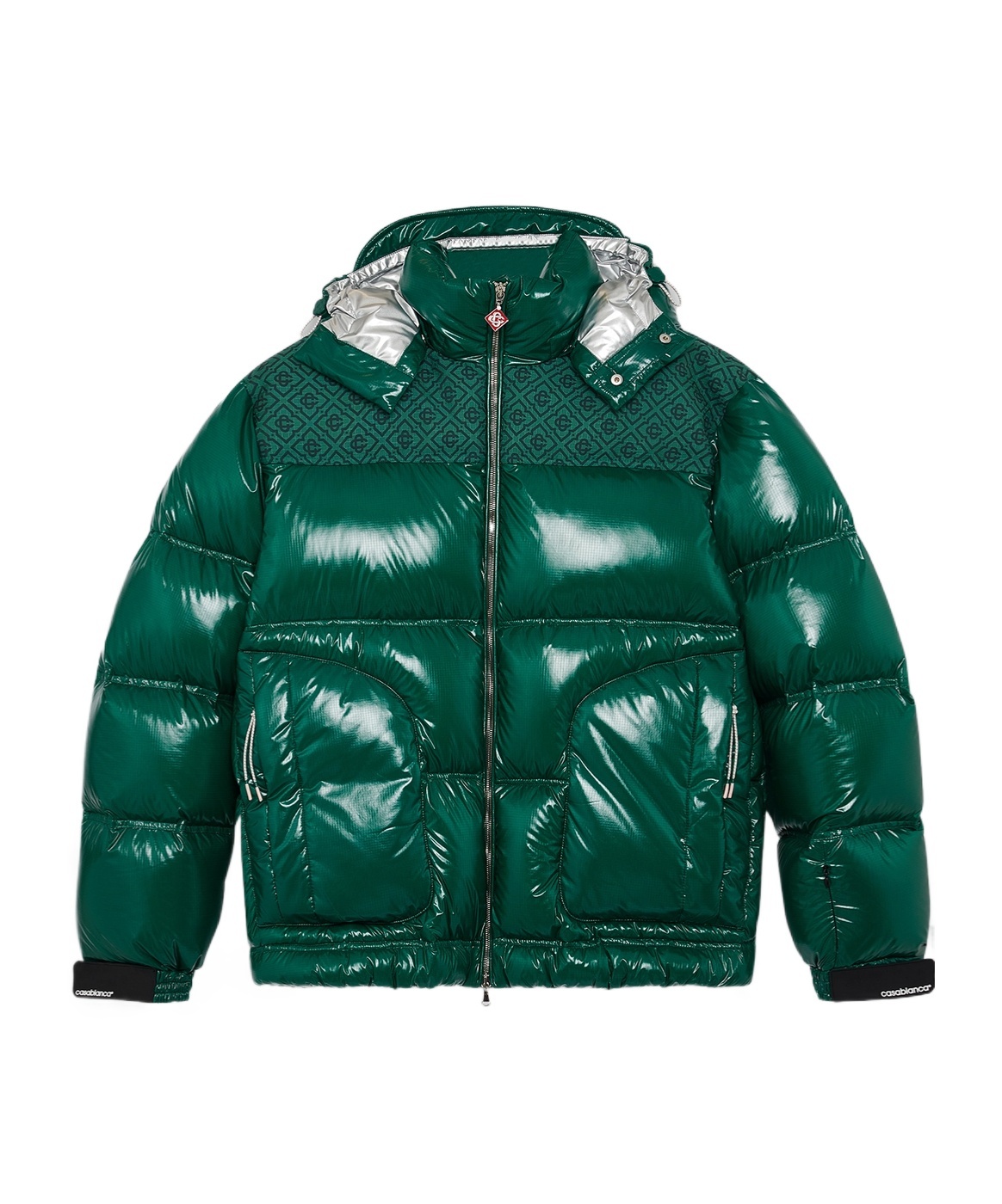 Casablanca Quilted Down-feather Jacket With Glossy Finish In Metallic