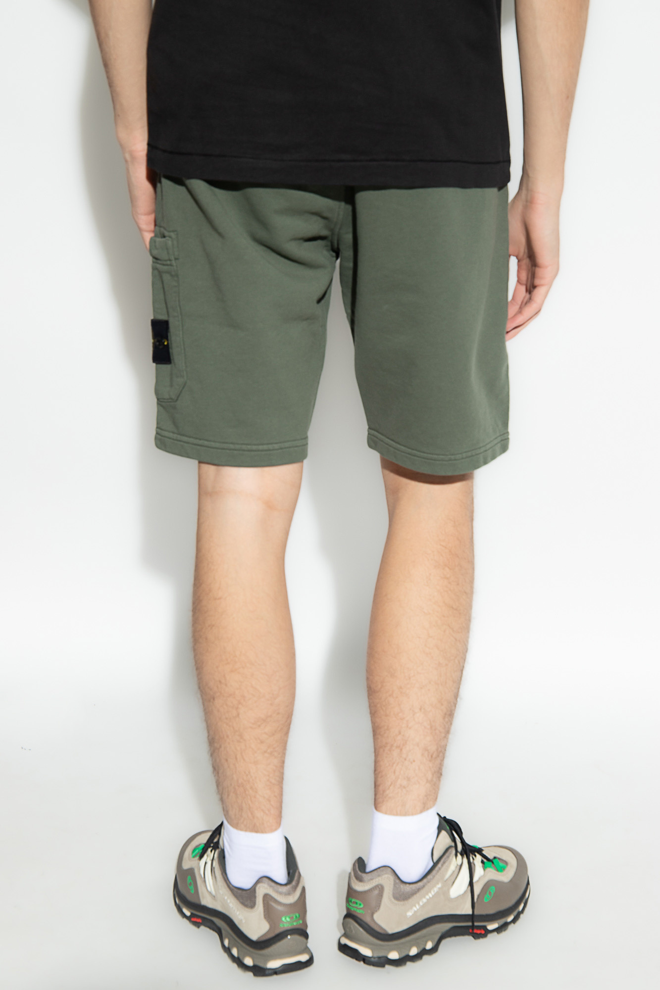 STONE ISLAND COMPASS-APPLIQU� COTTON SHORTS 