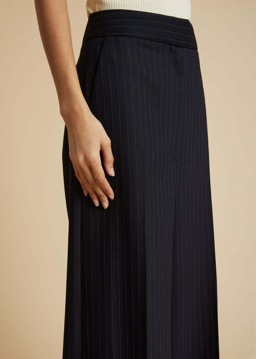 Khaite High-waisted Wide-leg Trousers In Black