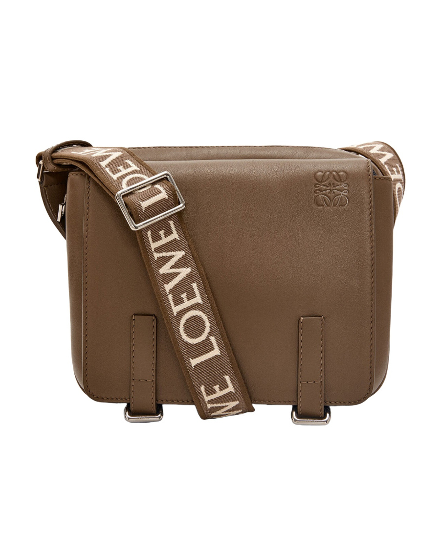 Loewe Xs Military Messenger Bag In Supple Smooth Calfskin And Jacquard In Green
