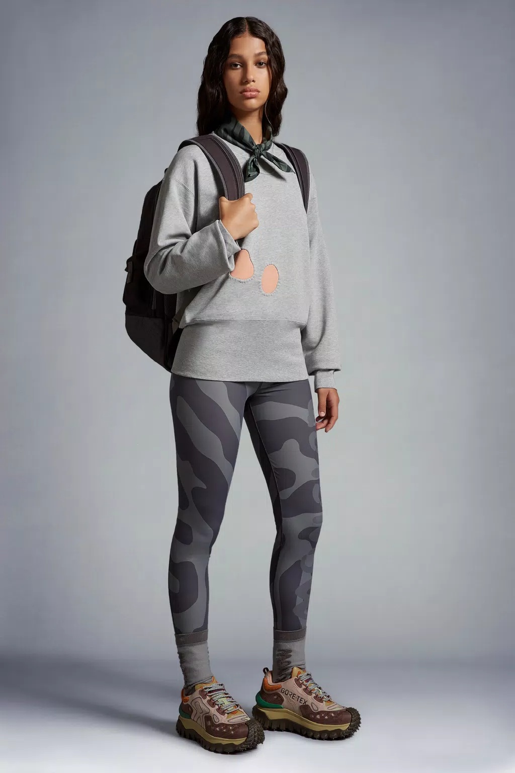 Moncler Printed Leggings Gray In Gray