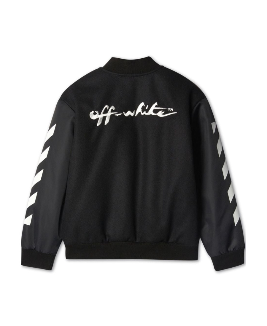 Off-white Patch-detail Side-stripe Bomber Jacket In Black