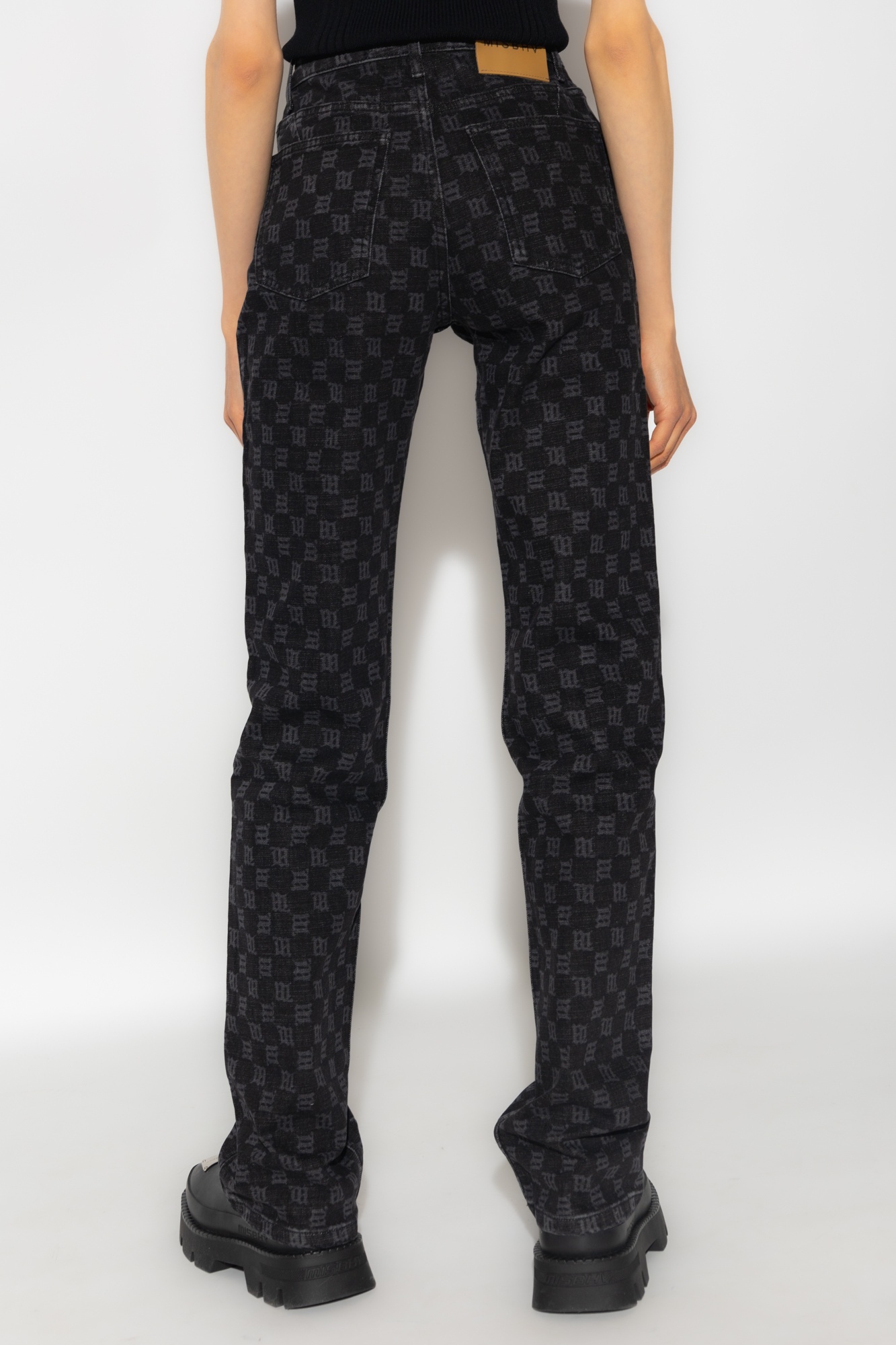 Misbhv Signature Monogram Straight Jeans In Black