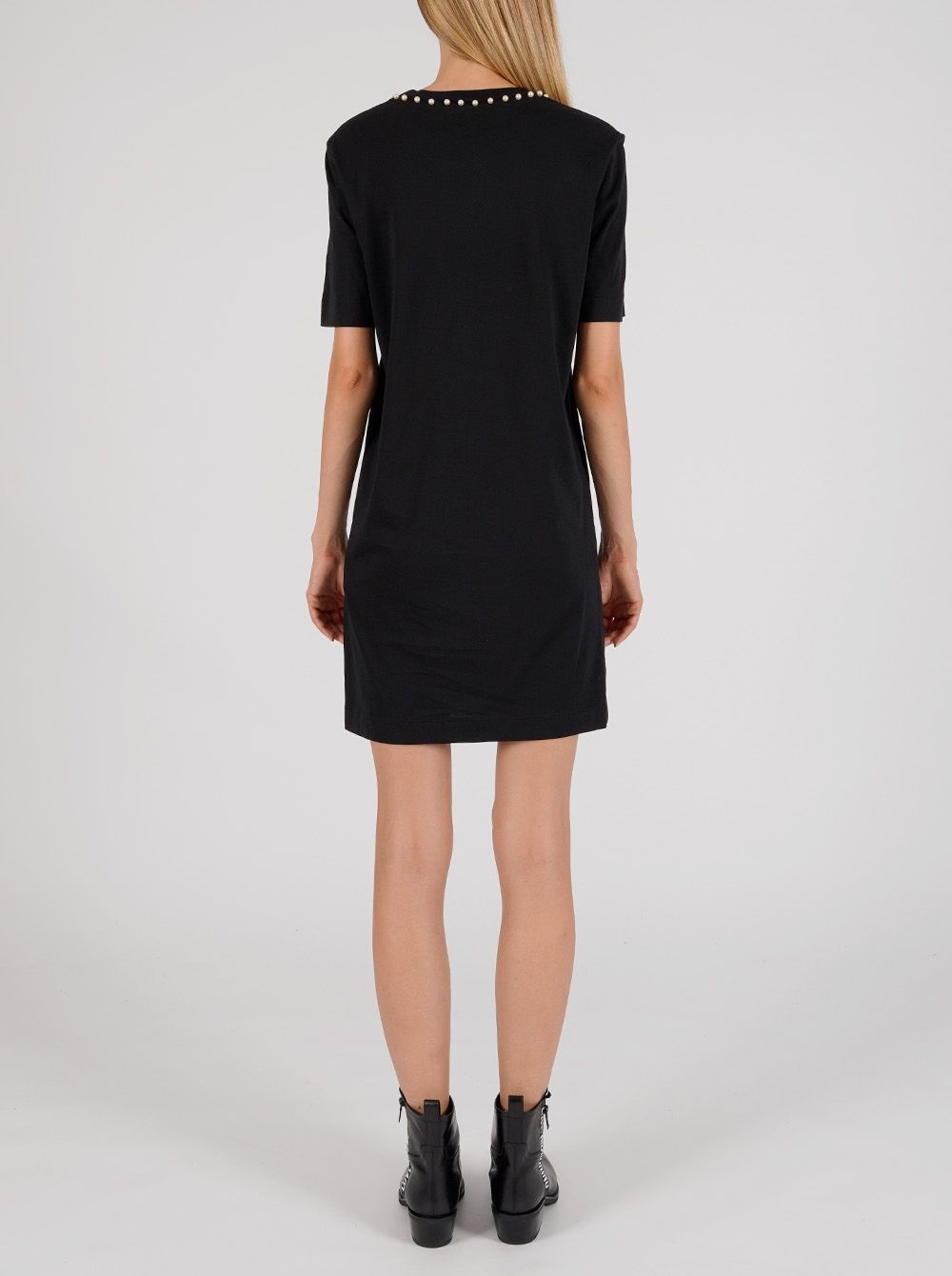 Moschino Pearl-trim T-shirt Dress In Black