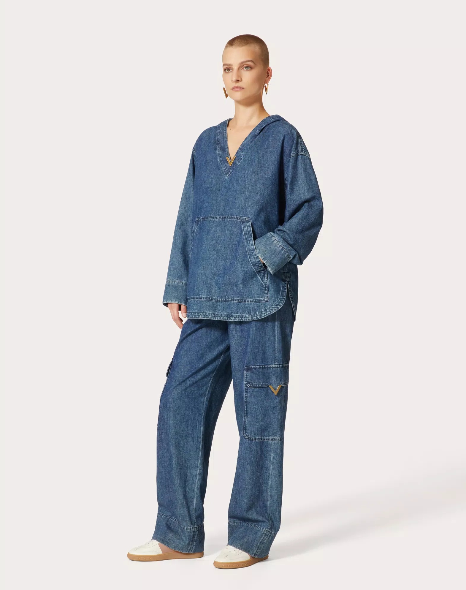 Valentino Chambray Denim Kaftan In Blue