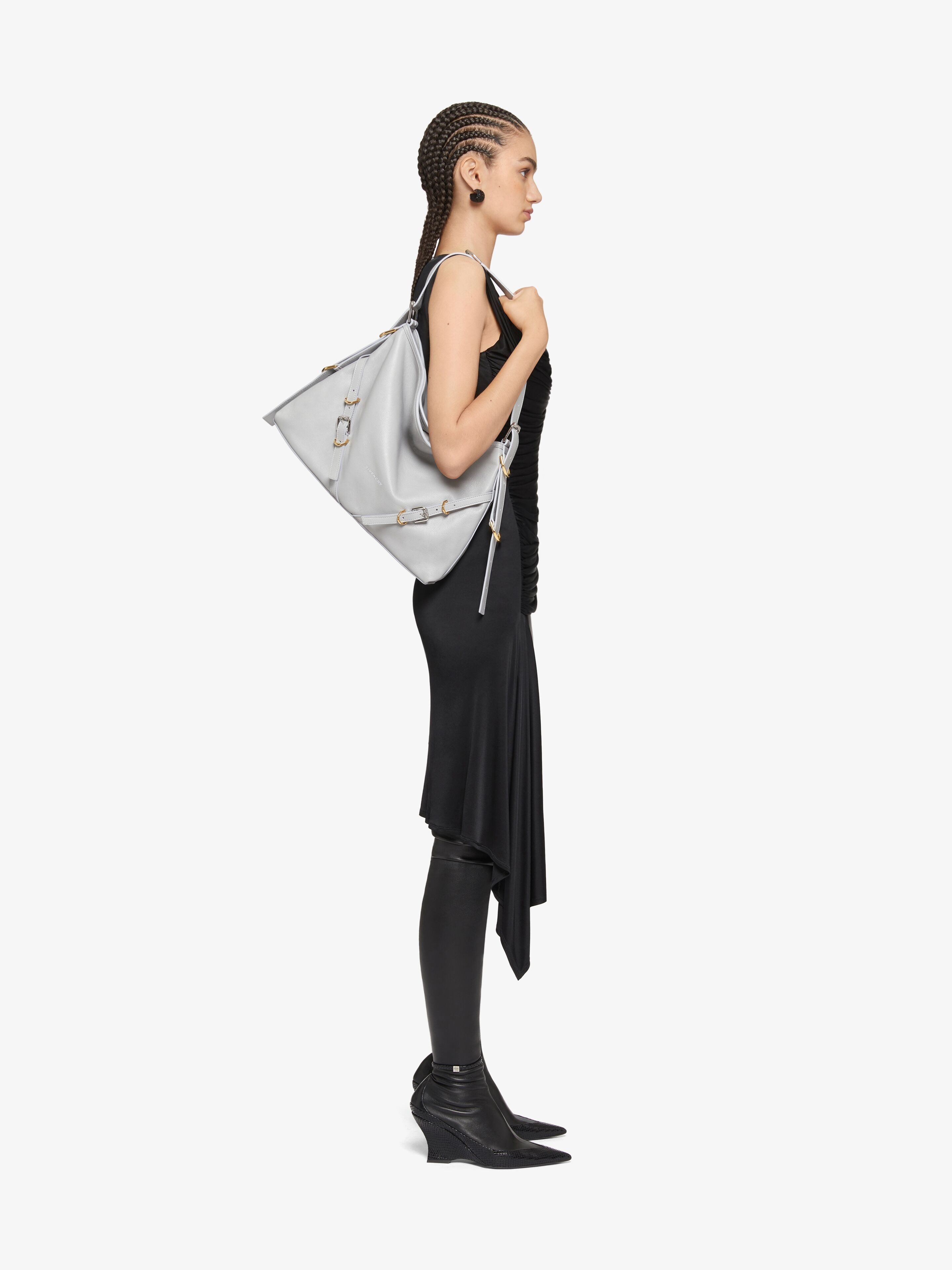 Givenchy Light Grey Medium Voyou Bag In Gray