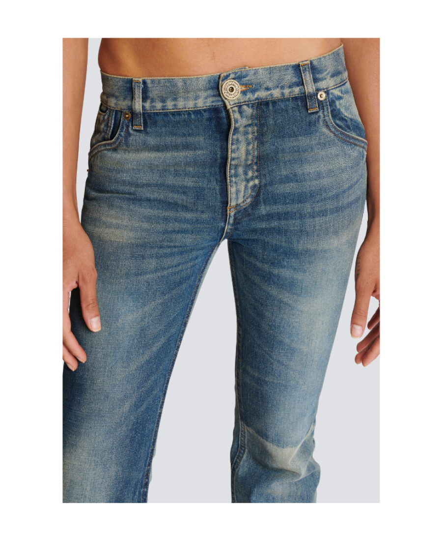 Balmain Western Low-rise Bootcut Jeans In Blue