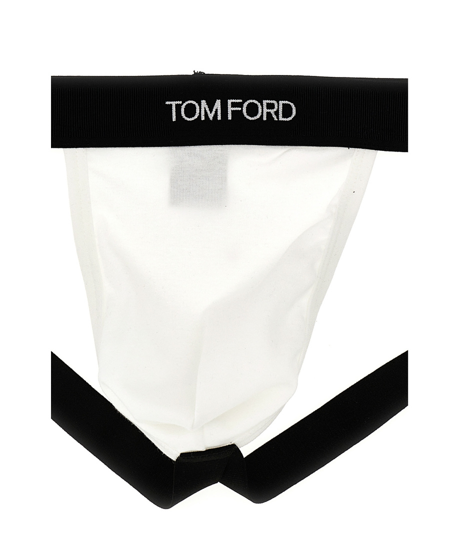Tom Ford Cotton Blend Regular Fit Jock Strap In Black