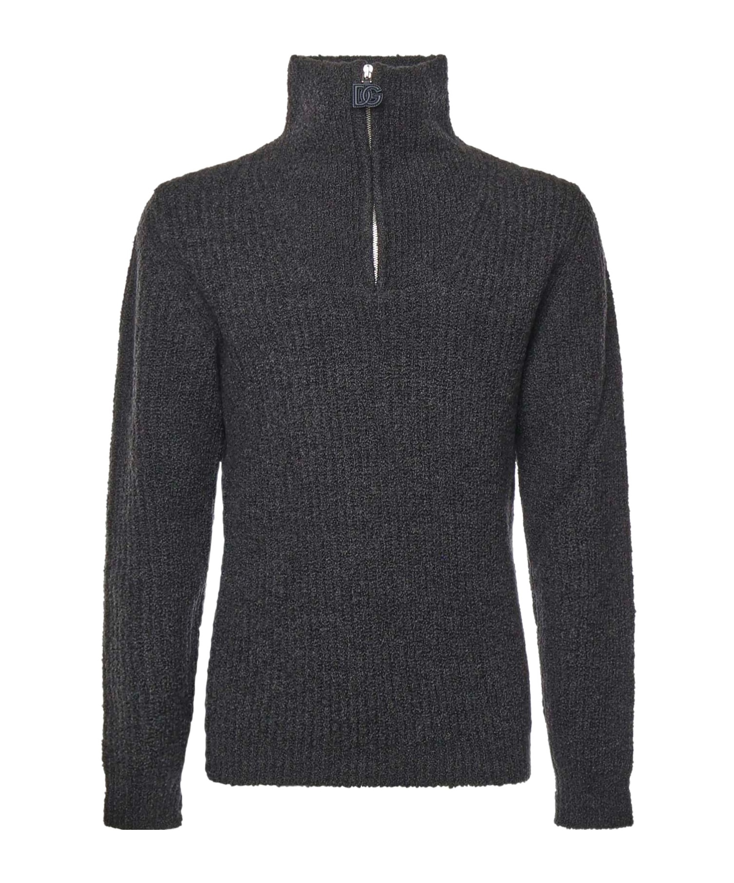 Dolce & Gabbana High-neck Zip-up Sweater In Black
