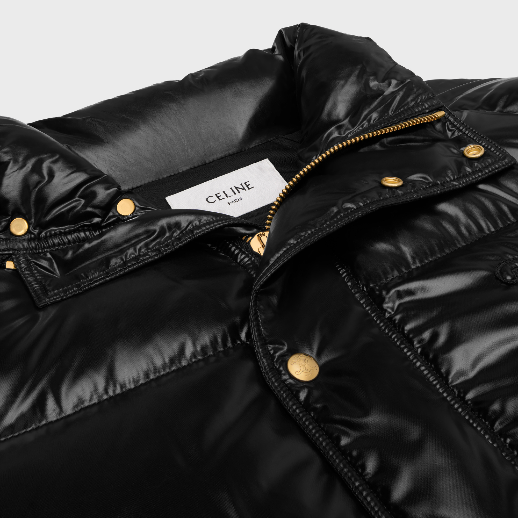 Celine Triomphe Long Down Jacket In Black