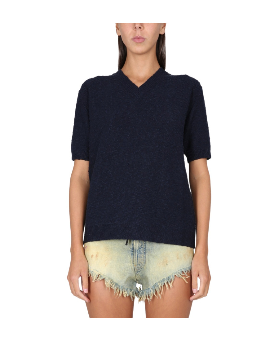 Maison Margiela Textured Knit Top In Black