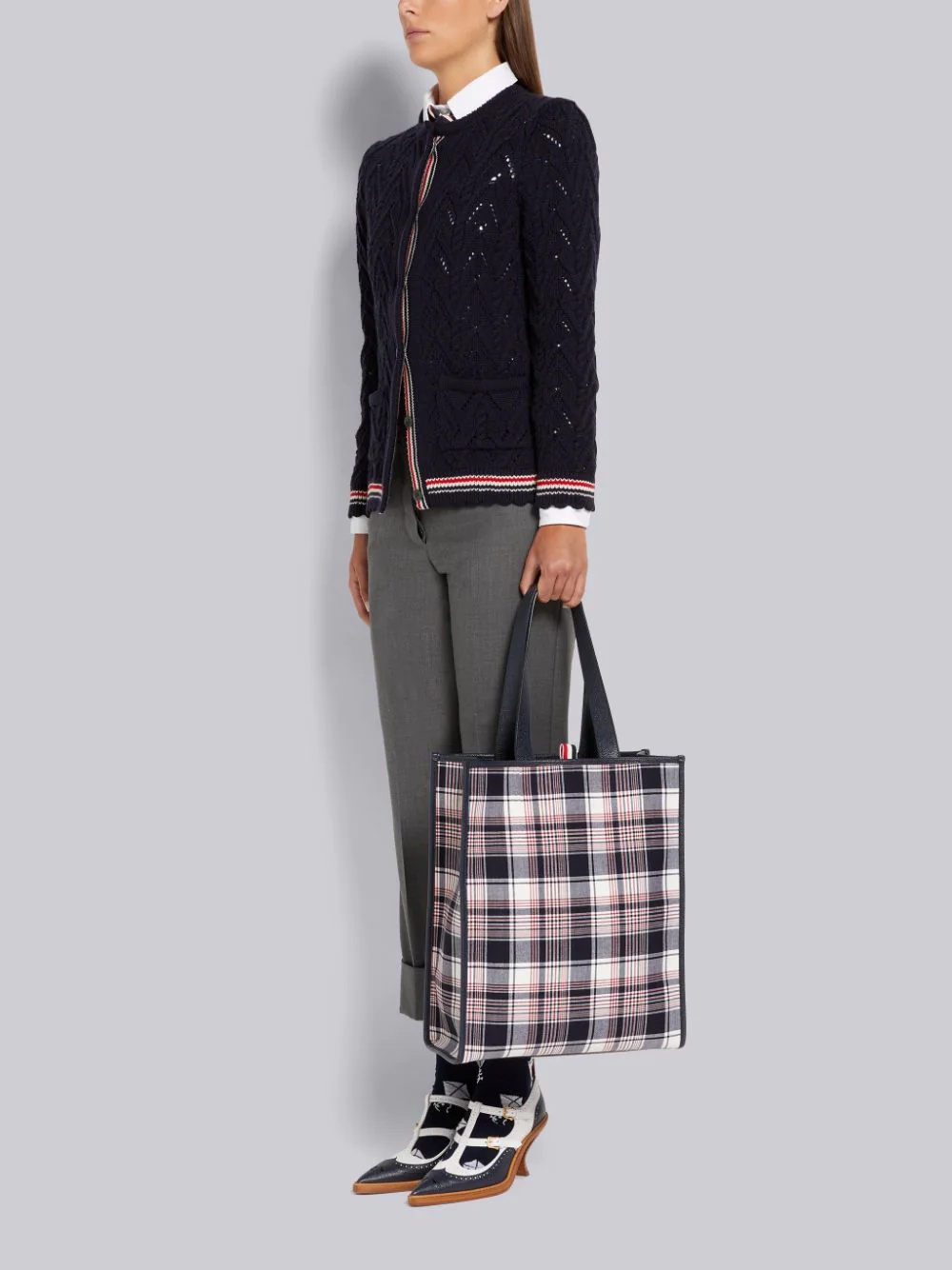 Thom Browne Vertical Rwb-webbing Stripe Tote Bag In Multicolor