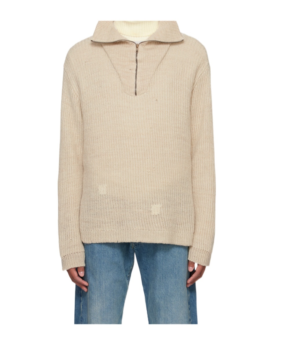 Maison Margiela Beige Summer Shetland Knit Sweater In Nude