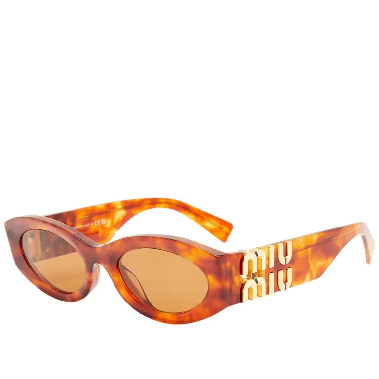 Miu Miu Logo Sunglasses In Orange