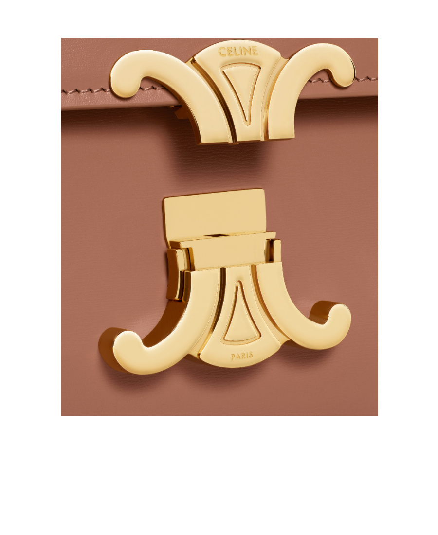 Celine Women Teen Triomphe Leather Shoulder Bag In Brown