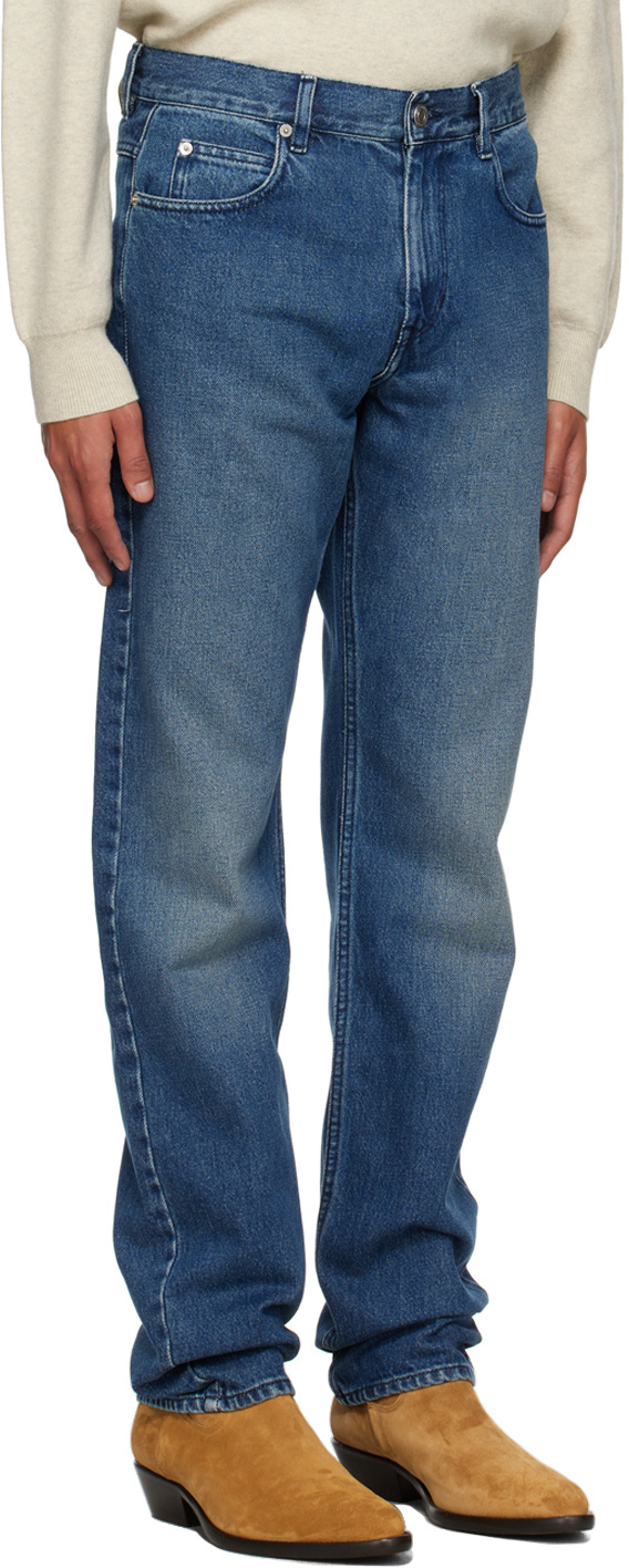 Isabel Marant Logo-patch Straight-leg Jeans In Blue