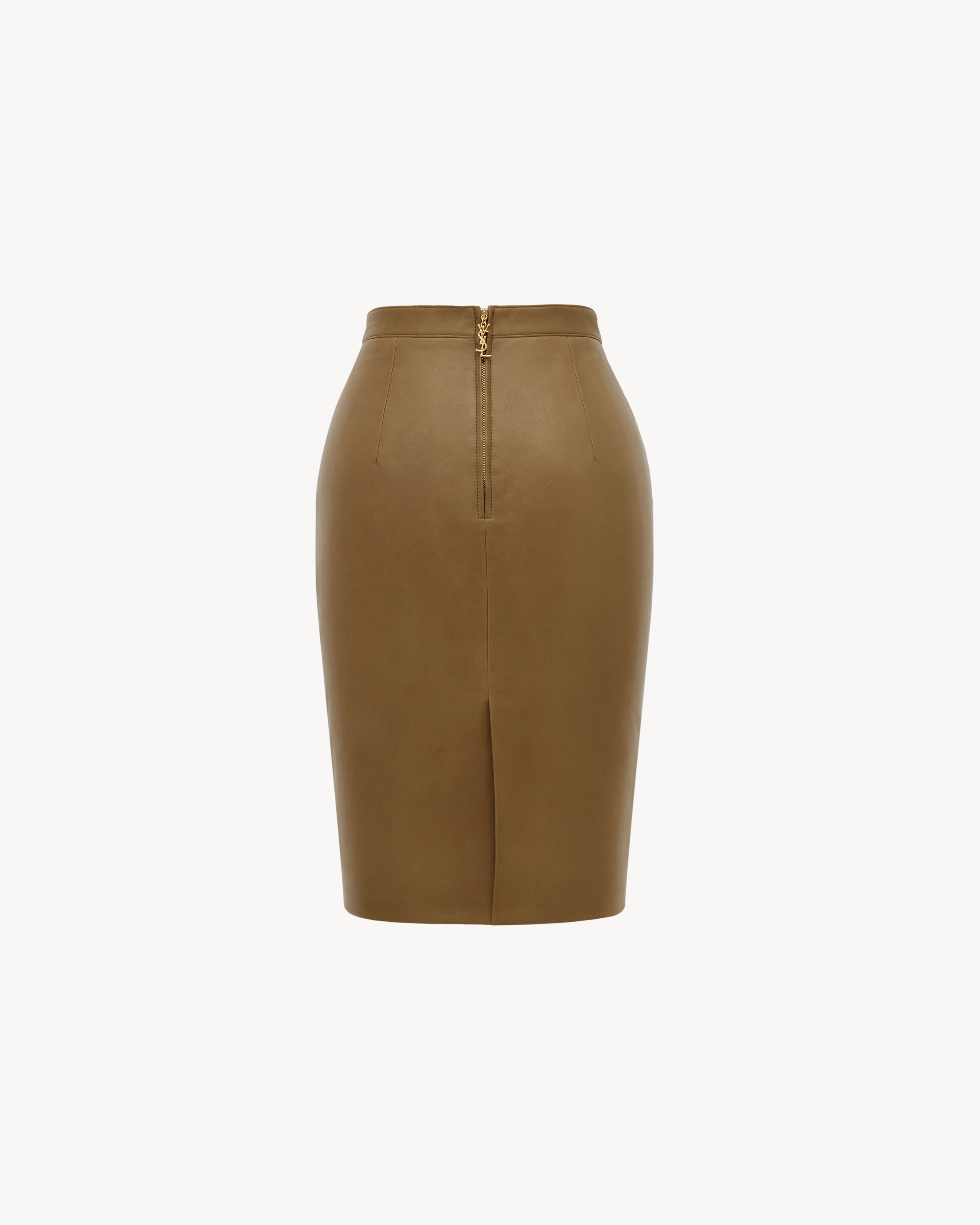 Saint Laurent High-waisted Midi Skirt In Brown